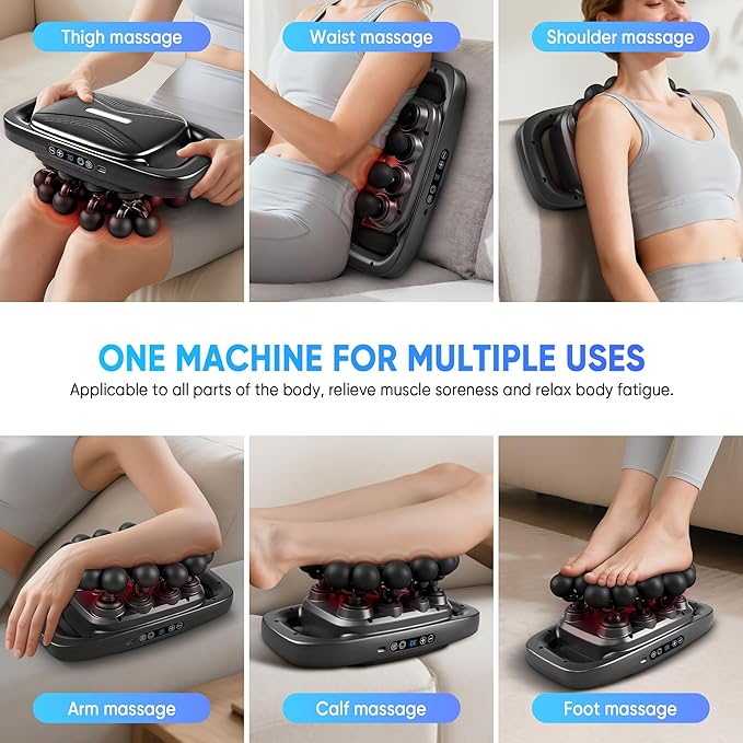 20-Head Massage Gun Set, Deep Tissue Massager with 3 Modes & 30 Levels, Muscle Massager Pain Relief, Percussion Massage Gun for Back/Shoulders/Legs/Waists (Black, 20-Head)