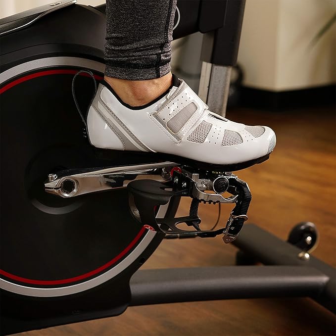 Sunny Health & Fitness Indoor Intensive Cycling Exercise Bike, Adjustable Cardio Training Exerciser w/Emergency Brake for Home, Optional Free SunnyFit App Bluetooth Link + Electromagnetic Resistance