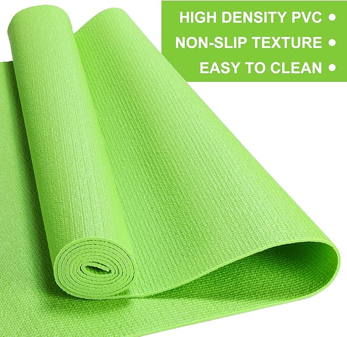 24 Pack 3 mm Thick Yoga Mat Bulk, Non Slip Exercise Workout Fitness Pad for Women Men, Gym Home Yoga Pilates, Easy to Clean, Sturdy PVC