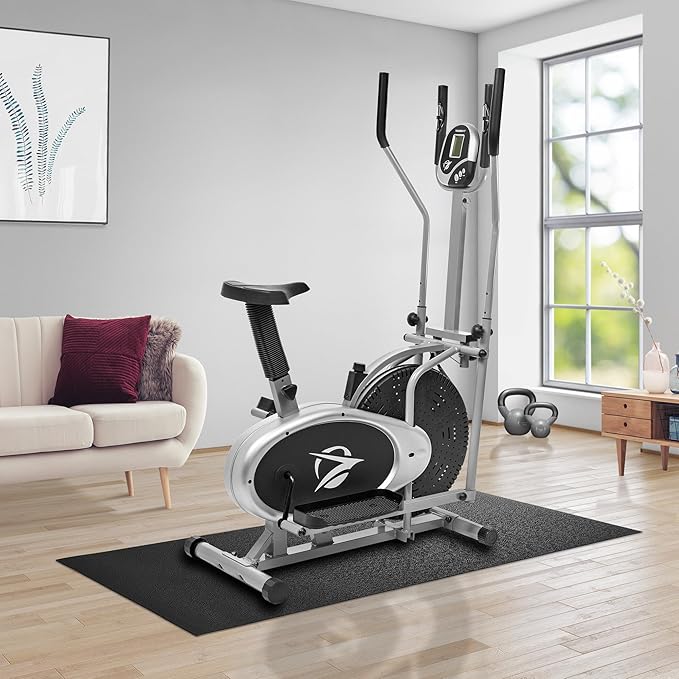 Plasma Fit Elliptical Machine Cross Trainer 2 in 1 Exercise Bike Cardio Fitness Home Gym Equipment