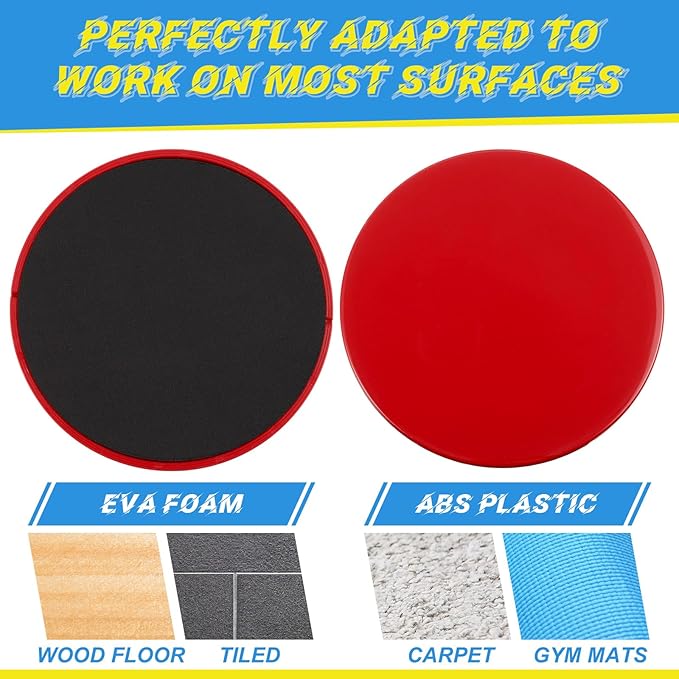 Jenaai Core Sliders for Working Out Bulk Dual Sided Workout Disc Gifts for Group Training Classes Fitness Slider for Stability Ab Legs Full Body Fit Gym Carpet Hardwood FloorFoot