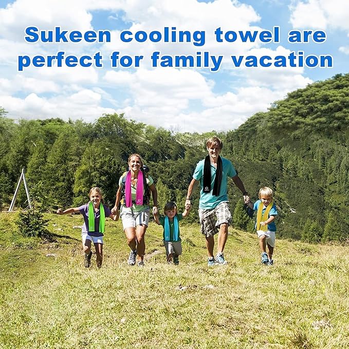 Sukeen 4Pack Cooling Towel (40"x12") for Neck and Face, Soft & Breathable Chilly Sports Towel, Quick-Drying Sweat Absorbing Cooling Neck Wraps Cooling for Yoga, Sport, Running, Workout