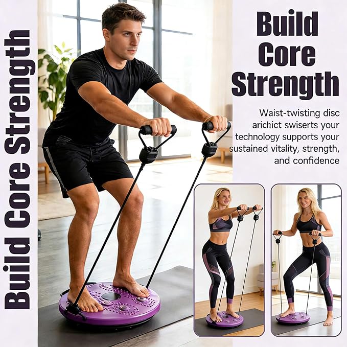 2026 Upgraded Waist Twister Machine, Home Exercise Equipment for Core Strengthening & Ab Training with Adjustable Twist Board, Silent Workout Equipment for Waist Sculpting and Full-Body Toning
