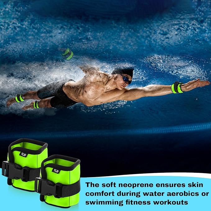 2 Pairs Ankle Wrist Weights for Land or Aquatic Exercise Aqua Cuffs Aqua Aerobics Fitness Bands for Ankle and Wrist Adjustable Weights for Swimming Pool Workout Equipment
