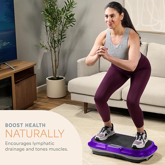 Lifepro Waver Vibration Plate Exercise Machine for Lymphatic Drainage, Muscle Activation, Full-Body Workout Vibrating Platform with Loop Bands, Fitness Equipment for Strength Toning & Fat Loss