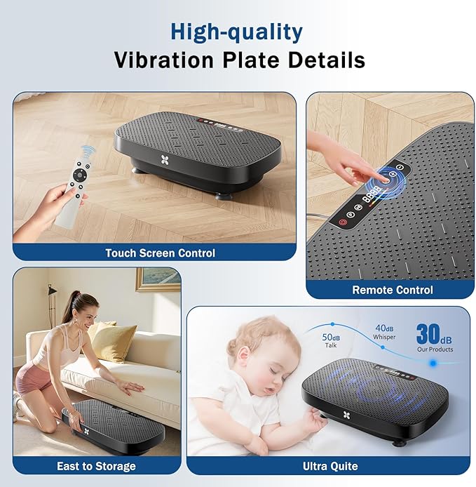 Vibration Plate Exercise Machine, Vibrating Plate for Lymphatic Drainage, Shake Plate Whole Body Waver Vibration Plate Platform, Fitness Equipment for Weight Loss Fat Burner for Women Men