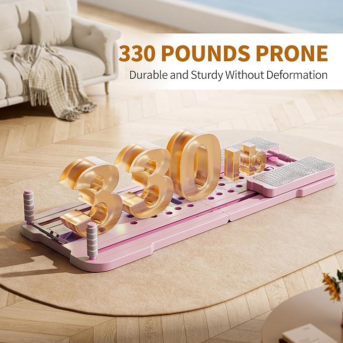 Multifunctional Pilates Board - Home Fat Burning Fitness Equipment with 3 Modes, Foldable Design, 330LBS Capacity, Stainless Steel Rollers for Core, Leg, Arm & Back Training