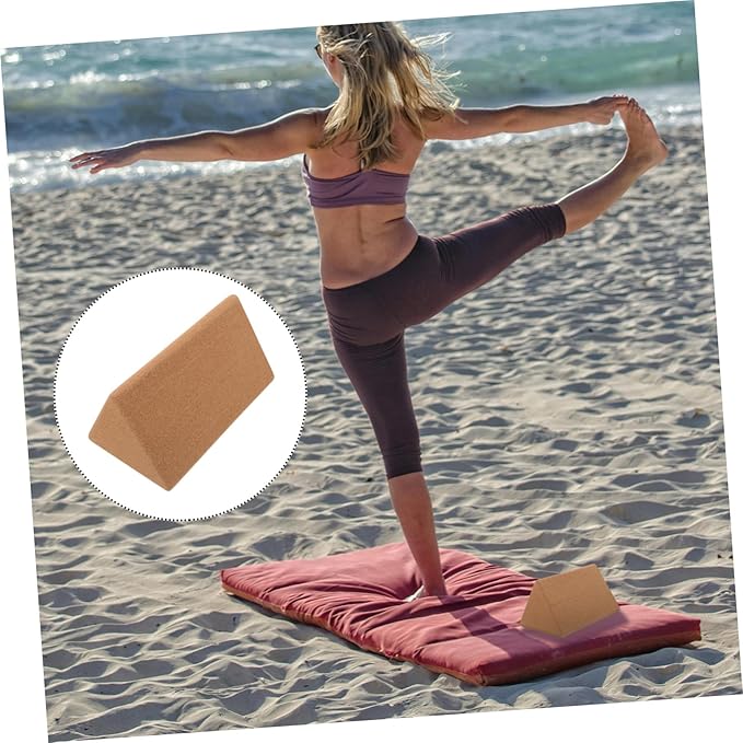 High Density Cork Yoga Block Triangle Shape for Deep Stretching and Durable Eco Friendly Yoga Training Equipment for Dancers and Fitness Enthusiasts