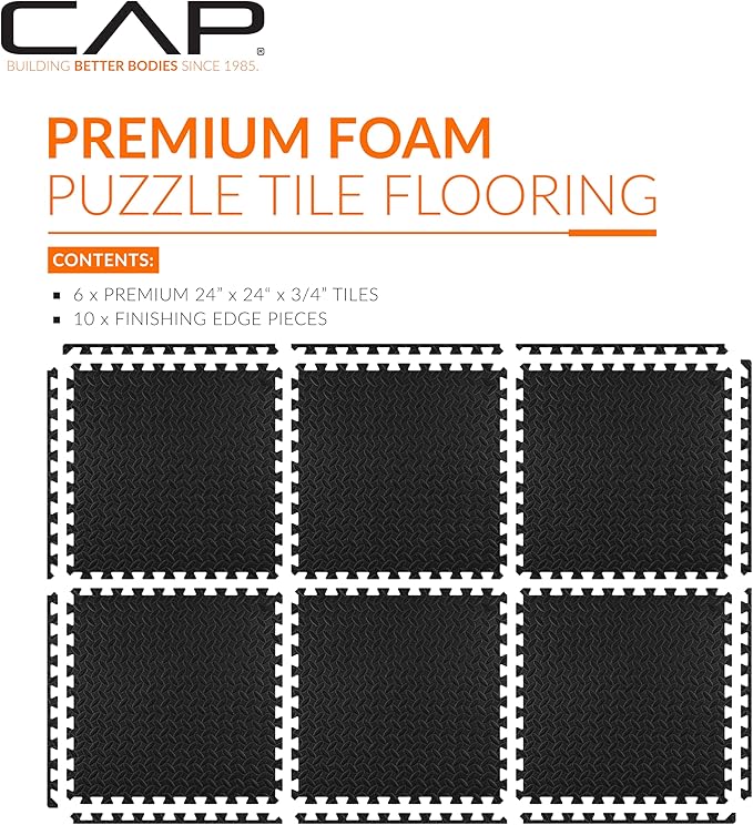 CAP Puzzle Exercise Mats | 3/4” Thick EVA Interlocking Foam Tiles for Home Gym Flooring | Multiple Options