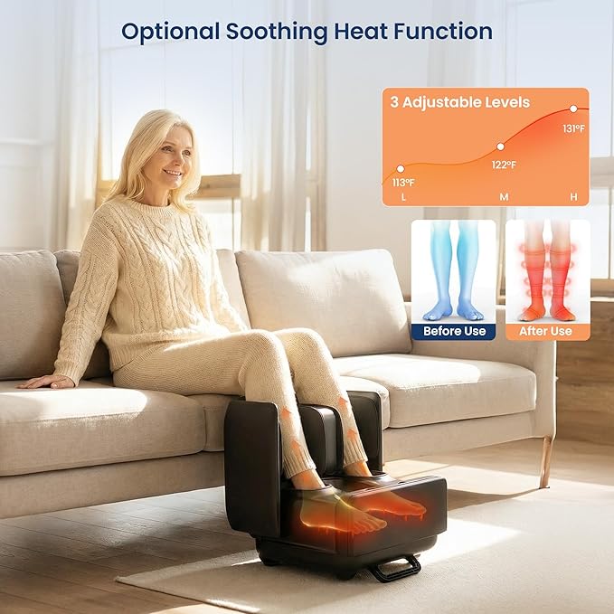COMFIER 2 in 1 FSA Foot Massager Machine, HSA Shiatsu Foot and Calf Massager with Heat,Kneading,Vibration,Compression Massagers for Feet Health,Ankle & Leg Tired, Plantar Fasclitis,Gift for Men Women