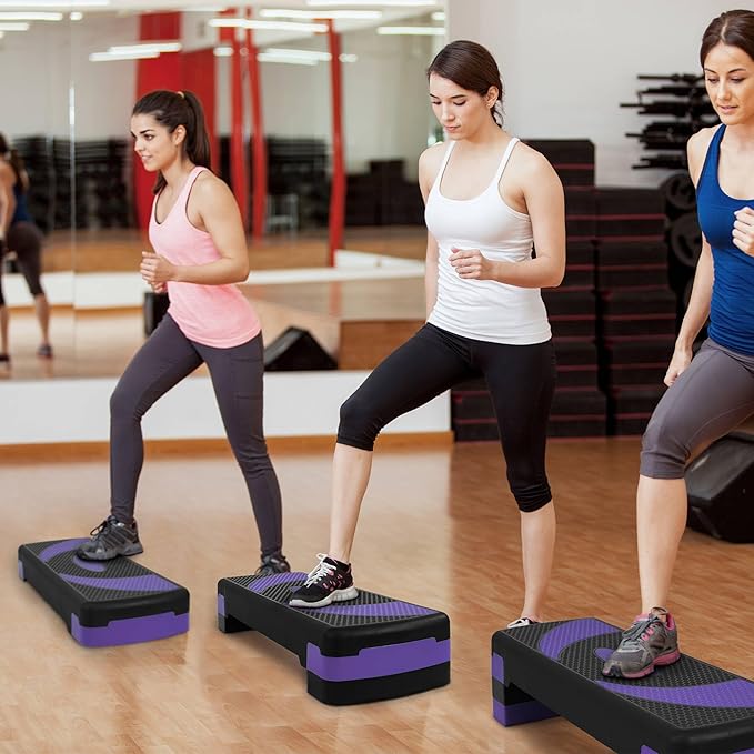 BalanceFrom Aerobic Step Platform Trainer with Adjustable 3-Level Risers, 400 Pound Weight Capacity – Non-Slip Exercise Stepper for Cardio, Strength, and Fitness Workouts at Home or Gym