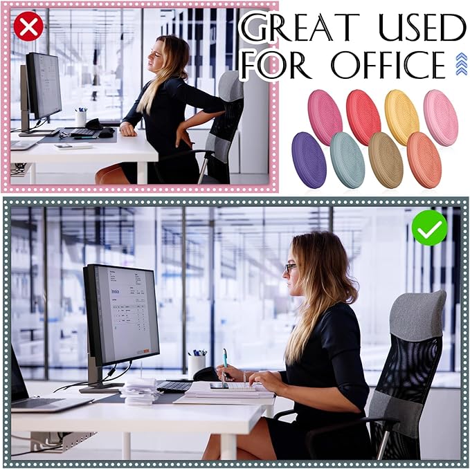 Libima 8 Pcs Wiggle Seat Inflated Wobble Cushion Sensory Seat Flexible Balance Board Balance Disc for Men Women Physical Exercise Improving Posture Home Office
