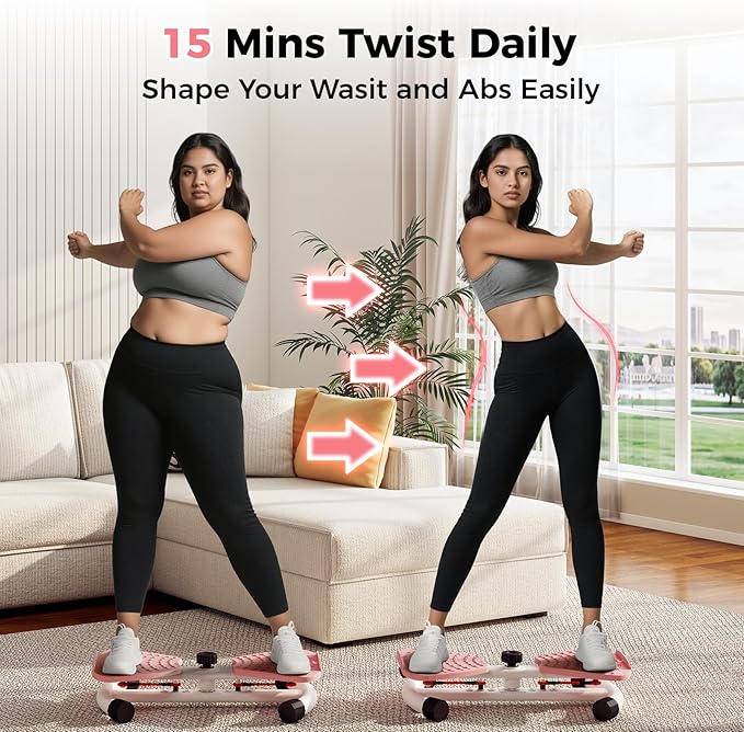 Waist Twister Machine Exercise, Ab Twister Board for Exercise, Waist Twisting Fitness Tool, Core Trainer for Women Belly Fat Loss, Home Gym Workout Equipment, Noiseless, 300 lbs Capacity