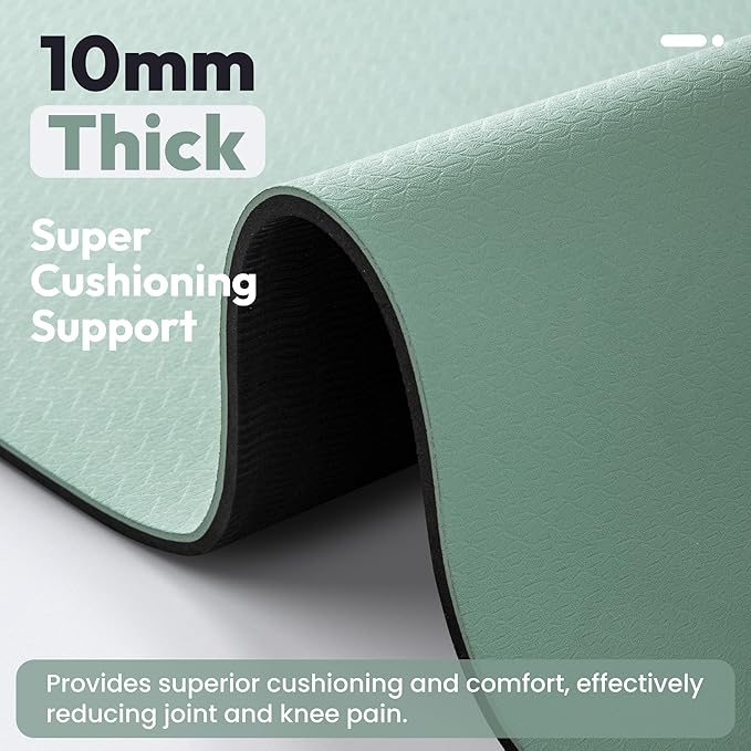 UMINEUX Extra Thick Yoga Mat, 10MM (2/5") Yoga Mat Non Slip, POE Yoga Mats for Women Men, 72"x24", Great for Workout, Yoga, Pilates, Fitness & Floor Exercises