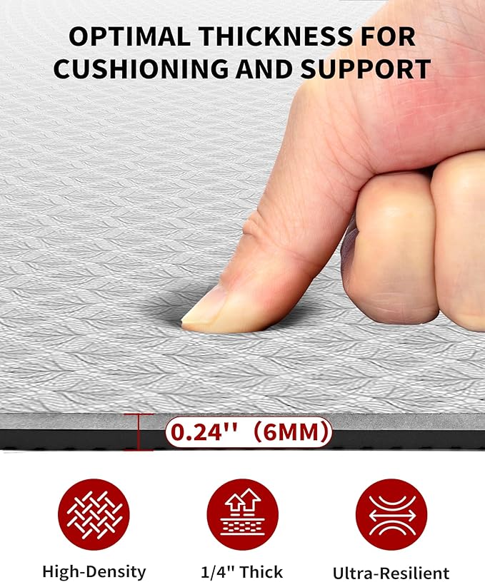 CAMBIVO Large Yoga Mat (6'x 4'), Extra Wide Workout Mat for Men and Women, 0.24''/0.32''/0.4''/0.48'' Thick Exercise Fitness TPE Mat for Home Gym, Yoga, Pilates, Workout (Barefoot Exercise)