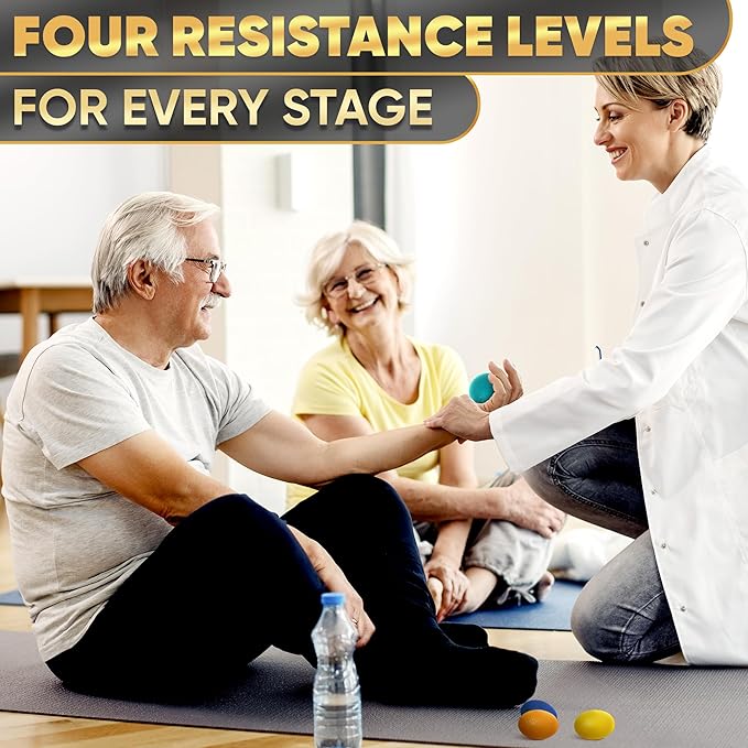 4 Pcs Squeeze Balls for Hand Therapy - 4 Resistance Levels Hand Exercise Balls for Arthritis, Pleasant to Touch & Lightweight - Physical Therapy Ball for Recovery, Stress Relief, Grip Strength, Focus