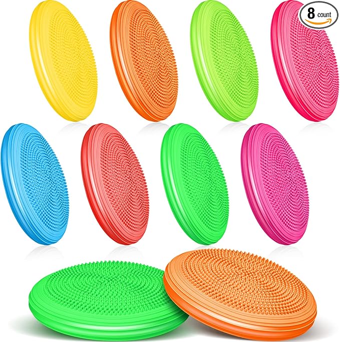 Libima 8 Pcs Wiggle Seat Inflated Wobble Cushion Sensory Seat Flexible Balance Board Balance Disc for Men Women Physical Exercise Improving Posture Home Office