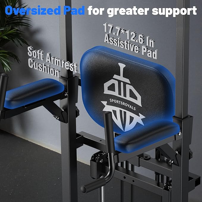 Sportsroyals Power Tower Pull Up Bar Station, 450LBS Stable Pull Up Dip Station for Home Gym Strength Training Equipment | FED Fitness