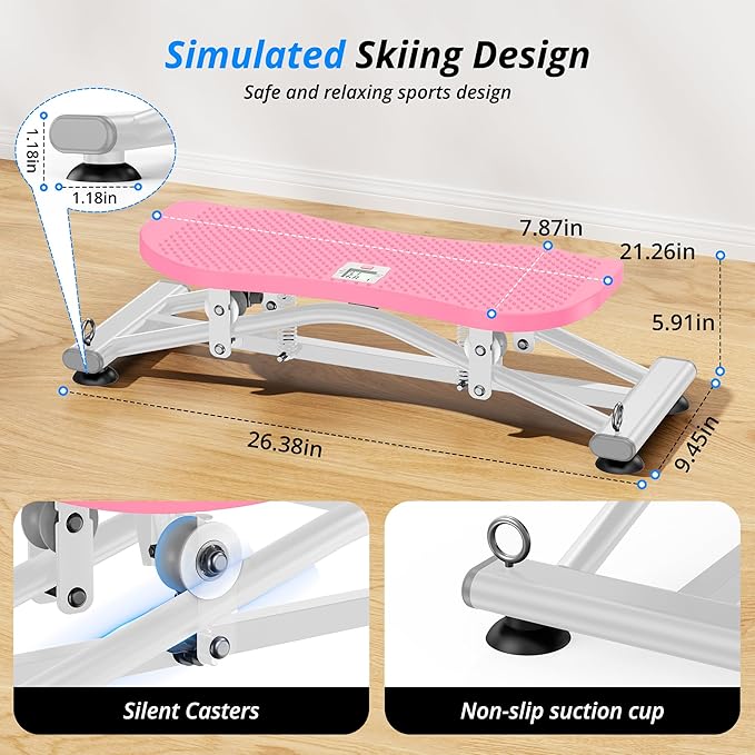 Balance Board with Resistance Bands, Versatile Rocking Stepper, Ski Machine & Wobble Board Featuring LCD Monitor, 330 lbs High-Capacity Side Steppers for Exercise at Home