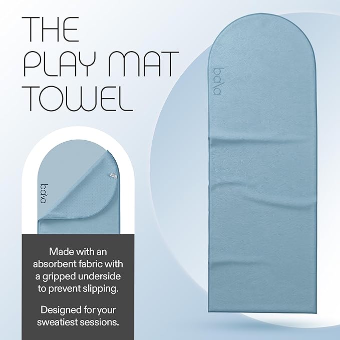 Bala Play Mat Towel, Sea - Non-Slip Absorbent Gym Towels Designed for Sweat, Hot Yoga, Pilates & Core Training Workouts - Fitness & Exercise Gear Essentials for Working Out - Men & Women