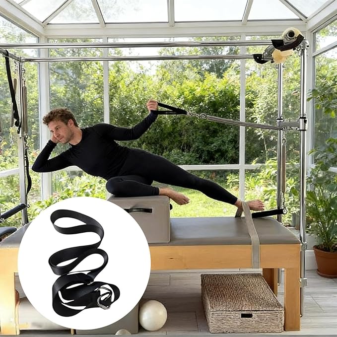 Pilates Equipment Strap Pilates Reformer Belt Adjustable with Rings Core Bed Accessories Exercise Strap for Workout Adults
