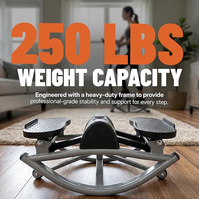 Rock Stepper Side to Side, Portable Home Fitness Rock Stepper with Digital Display & Anti-Slip Mat, 250LBS Capacity, Aerobic Workout for Leg & Glute Training, Home Office Apartment Use