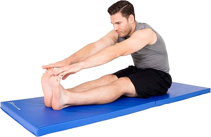 ProsourceFit Bi-Fold Folding Thick Exercise Mat 6’x2’ with Carrying Handles for MMA, Gymnastics Core Workouts
