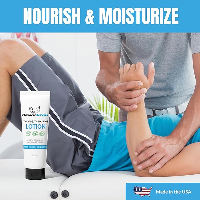 HawkGrips 8oz Therapeutic Massage Lotion for Massage Therapy, Unscented, Professional, Scraper Tool Massage Lotion, Deep Tissue, Cupping Therapy, Non-Greasy, Non-Staining, Shea Butter, Pack of 24