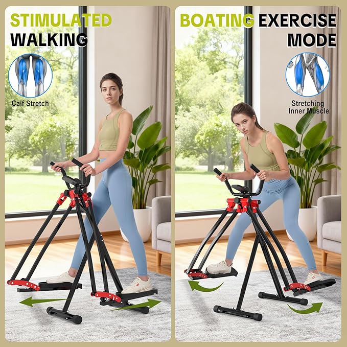 HOTSWEAT Air Walker Exercise Machine, Air Walker Elliptical, Foldable Cardio Cross Trainer Glider for Small Space, Full Body Workout Elliptical Machine for Home Gym