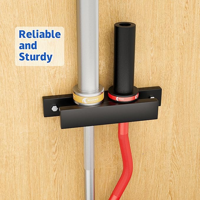 Barbell Holder, Wall Mount Barbell Storage Hanger for Vertical Barbell Wall Rack, Garage Gym Olympic Bar Holder, Fits Under 40 mm Bar in Size