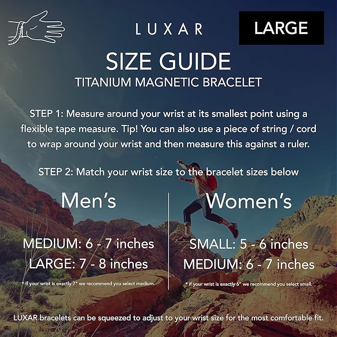 LUXAR Men's/Women's Magnetic Therapy Bracelet | Solid Titanium or Solid Copper | Sophisticated Solid Titanium Bangle with Rare-Earth Neodymium Magnets