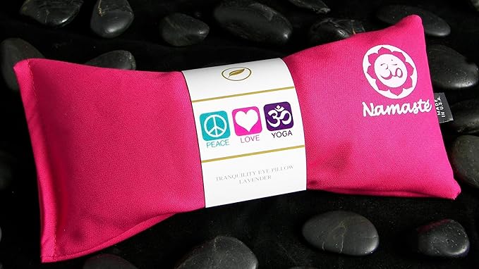 Lavender Eye Pillows - Yoga Eye Pillows Namaste Hot Cold Aromatherapy for Stress, Meditation, Spa, Relaxation Gifts - Made in USA by Happy Wraps - Set of 4 - Pink Cotton