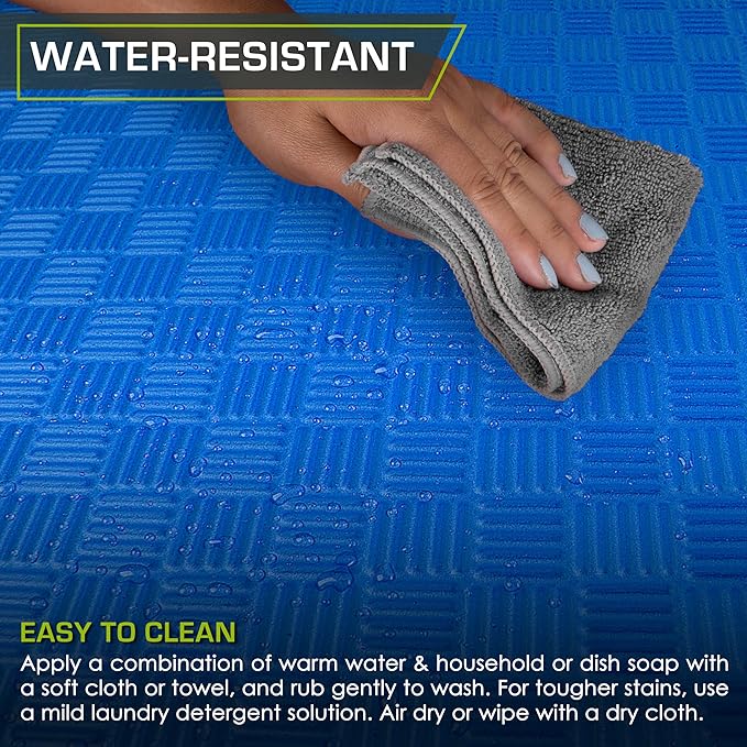 ProsourceFit Exercise Puzzle Mat ½-inch or 1-inch, Checkered EVA Foam Floor Tiles w/Non-Slip Texture, Gym Mat with Interlocking Foam Tiles for Adjustable Surface, Available in 12, 24, or 36 SQ FT