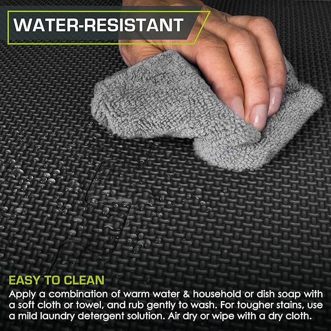 ProsourceFit Weaved Pattern Extra Thick Exercise Puzzle Mat 1-inch, EVA Foam Interlocking Tiles for Protective, Cushioned Flooring for Home and Gym Equipment; Black, 24 SQ FT, 6 Tiles