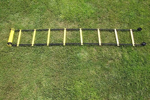 Sportime Agility Ladder Single Wide Rungs, 29-1/2 Feet x 16-1/2 Inches, Yellow/Black