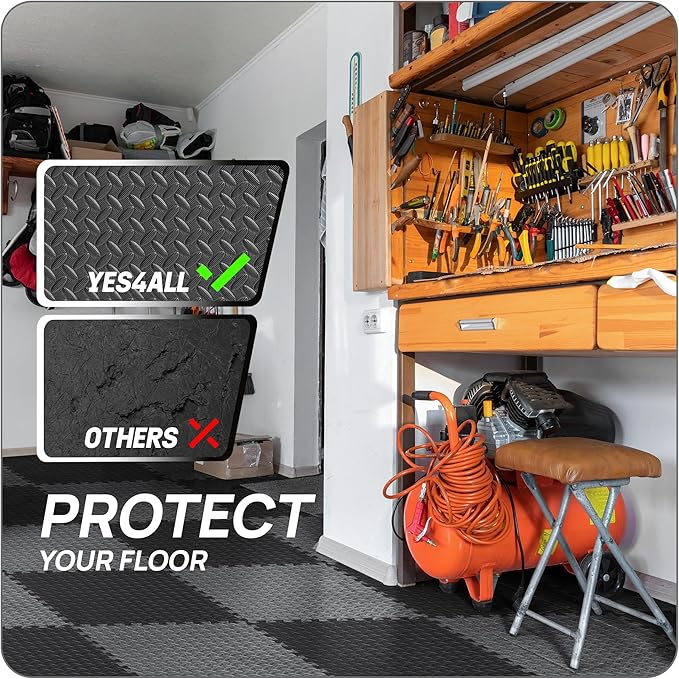 Yes4All 24SQFT-120SQFT Puzzle Exercise Mat for Home Gym, EVA Interlocking Foam Floor Tiles with Border for Workout Equipment
