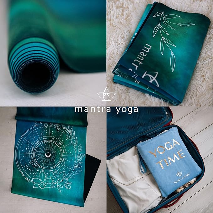 Mantra Yoga Travel PRO 1.5mm with Knee Pad - Foldable Fitness & Exercise Mat with Bag | Lightweight, Compact & Eco-Friendly | Non-Slip & Washable | For All Types of Yoga | 72" L x 24" W | 2.6 lbs
