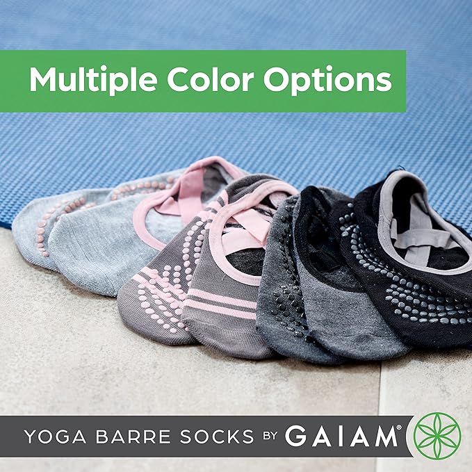 Gaiam Grippy Studio Yoga Socks for Extra Grip in Standard or Hot Yoga