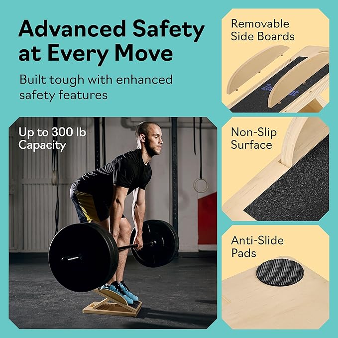 Slant Boards for Exercise – Slant Board with 6 Incline Angles – Transforms Into a Balance Board – Premium Calf Stretcher and Wobble Board for Effective Calf Stretching and Squats