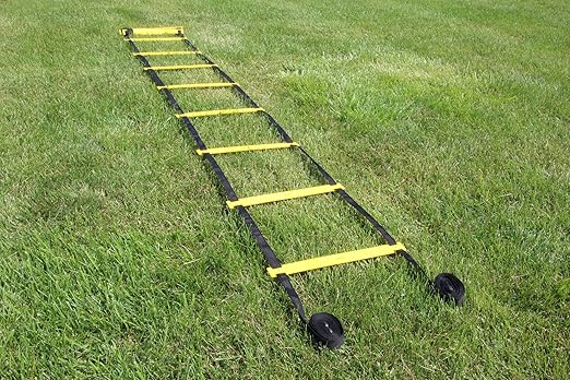 Sportime Agility Ladder Single Wide Rungs, 29-1/2 Feet x 16-1/2 Inches, Yellow/Black