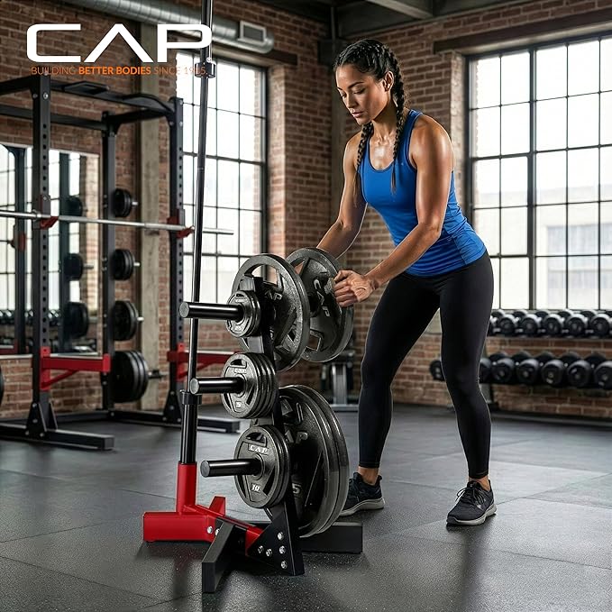 Cap Barbell Olympic Plate Tree Storage Rack, Multiple Colors