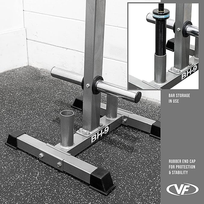 Valor Fitness Weight Plate Rack with Barbell Holders – Heavy-Duty Steel Storage Tree with 6 Pegs and 2 Vertical Bar Sleeves for Standard and Olympic Plates – 800 lb Capacity for Home & Garage Gyms