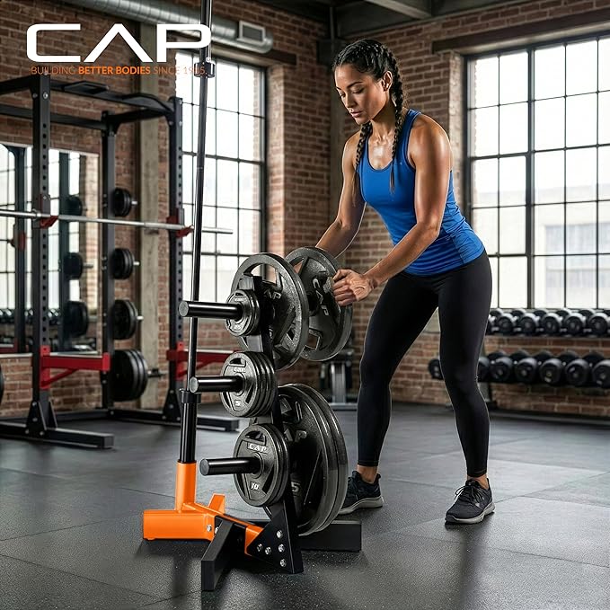 Cap Barbell Olympic Plate Tree Storage Rack, Multiple Colors