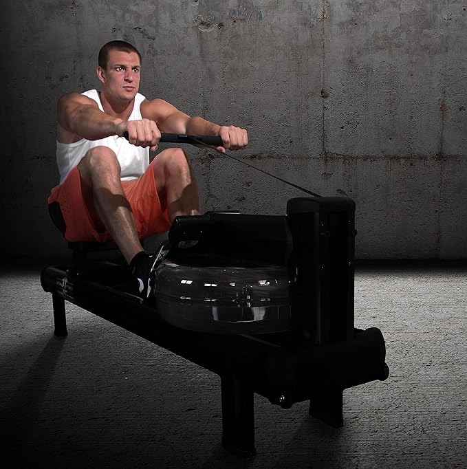 WaterRower Gronk Fitness M1 Hi Rise Water Rowing Machine with S4 BLE Monitor | Limited Edition Low Impact Cardio Workout Machine | Commercial Grade Water Rowing