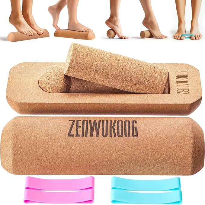 Cork Balance Board - Premium Cork Stability Balance Trainer | Foot & Ankle Strengthener to Improve Mobility, Prevent Falls | Home Gym Fitness Equipment | Mobility Trainer for Adults