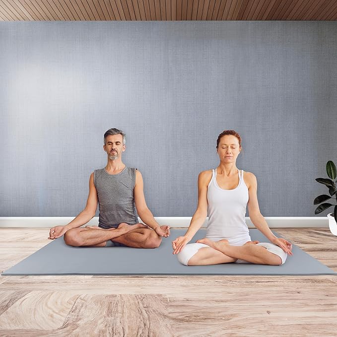 Large Yoga Mat - 6’x4’ Wide Exercise Mat - 8mm Thick Waterproof Non-Slip Workout Mat - Gym Flooring for Home Gym Studio Workouts, Pilates, Stretching and Meditation - Fitness Mat by Wakeman