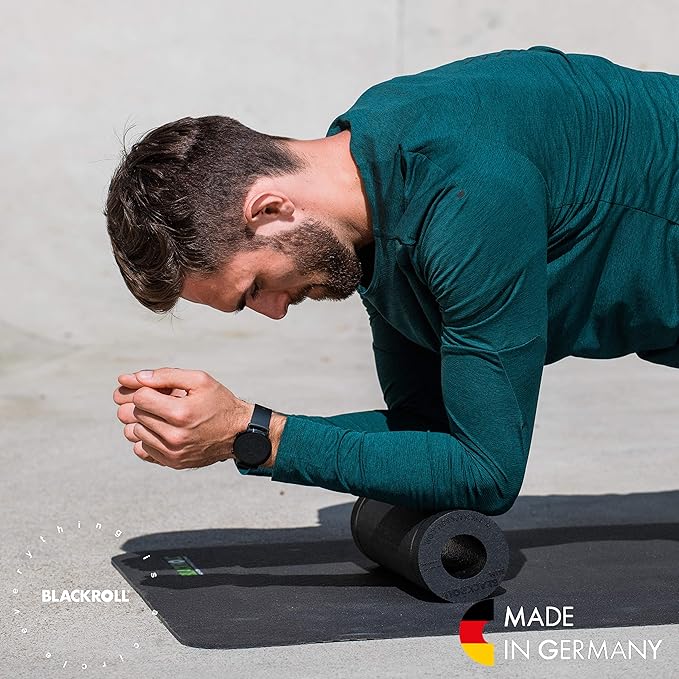 BLACKROLL - SLIM Foam Roller, Portable Massage and Fitness Tool for Muscle and Myofascial Release, Compact for Yoga and Workouts, Trigger Point Therapy, Foot Roller and Back Stretcher, 12” x 4”, Black