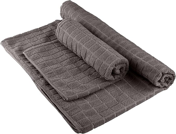 Yoga Mat Towel and Gym Towel Set - 2-Piece Non Slip Set for Hot Yoga, Pilates, and Gym - 72” x 24” Sweat Absorbent and Quick Drying Blanket with Corner Pockets for Mats by Wakeman (Gray)