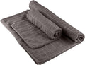 Yoga Mat Towel and Gym Towel Set - 2-Piece Non Slip Set for Hot Yoga, Pilates, and Gym - 72” x 24” Sweat Absorbent and Quick Drying Blanket with Corner Pockets for Mats by Wakeman (Gray)