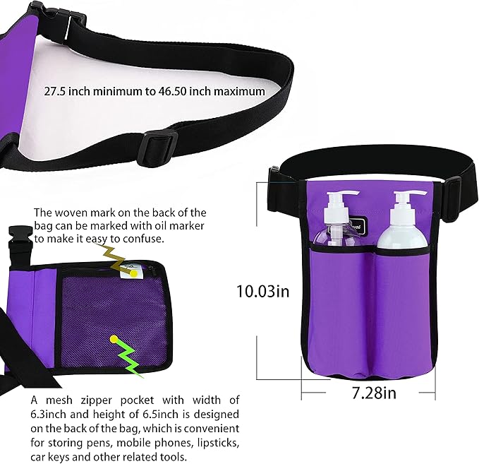 Massage Bottle Bag - Massage Oil Holster for Therapists (Purple)